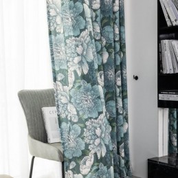 Katoenen Gordijn Op Maat Gemaakt Gordijn Met Bloemenprint In Scandinavische Stijl
