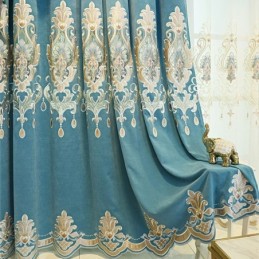 Chenille Semi-Verduisteringsgordijn Op Maat Gemaakt Gordijn Europees Bloemenborduurwerk Voor Woonkamer En Slaapkamer