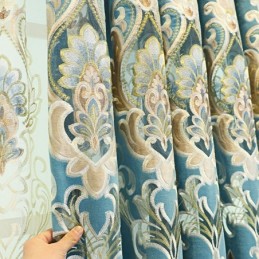 Chenille Semi-Verduisteringsgordijn Op Maat Gemaakt Gordijn Europees Bloemenborduurwerk Voor Woonkamer En Slaapkamer