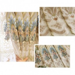 Chenille Semi-Verduisteringsgordijn Op Maat Gemaakt Gordijn Europees Bloemenborduurwerk Voor Woonkamer En Slaapkamer