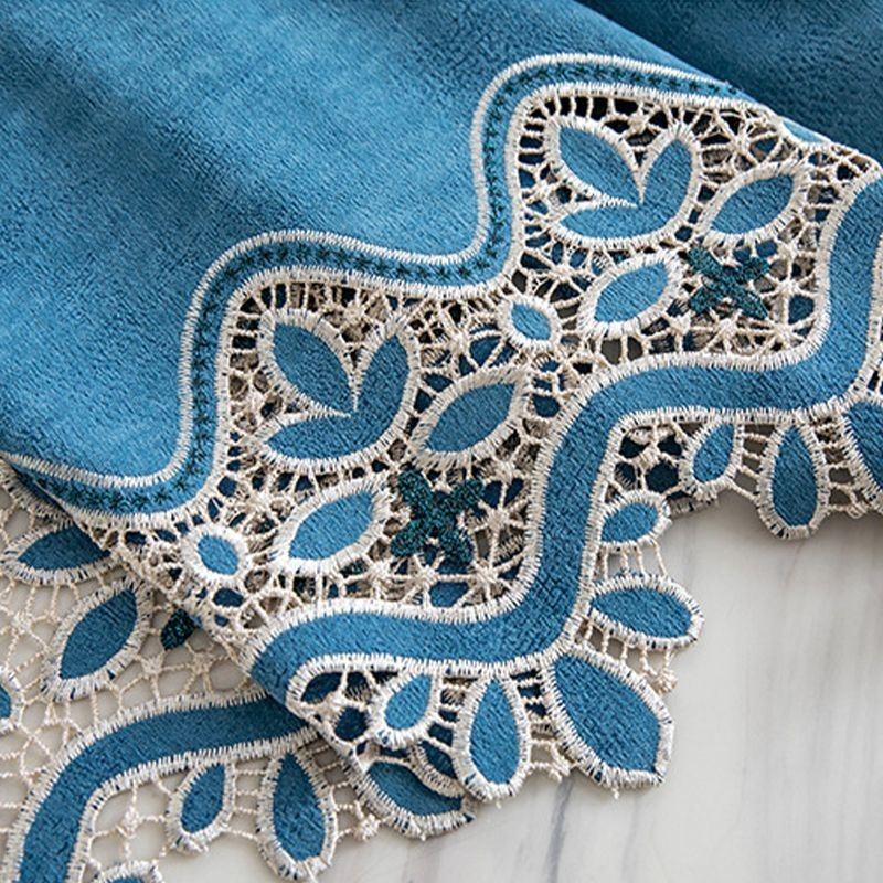 Chenille Gordijn Op Maat Gemaakt Europees Bloemenborduurwerk Semi-Verduisterend Voor Woonkamer/Slaapkamer