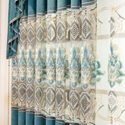 Chenille Gordijn Op Maat Gemaakt Europees Bloemenborduurwerk Semi-Verduisterend Voor Woonkamer/Slaapkamer