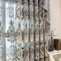 Chenille Gordijn Op Maat Gemaakt Europees Bloemenborduurwerk Semi-Verduisterend Voor Woonkamer/Slaapkamer