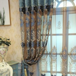 Chenille Semi-Verduisteringsgordijn Op Maat Gemaakt Gordijn Europees Bloemenborduurwerk Woonkamer Slaapkamer