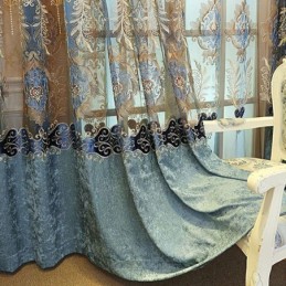 Chenille Semi-Verduisteringsgordijn Op Maat Gemaakt Gordijn Europees Bloemenborduurwerk Woonkamer Slaapkamer