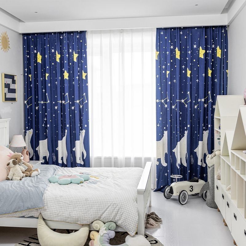 Katoenen Gordijn Op Maat Gemaakt Gordijn Kinderstijl Ijsbeer Bedrukt
