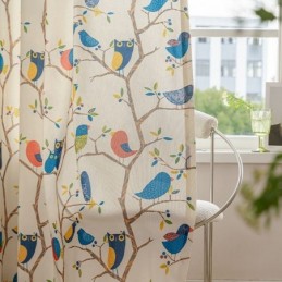 Gordijn In Scandinavische Stijl, Op Maat Gemaakt, Gordijn Met Vogelprint, Katoen