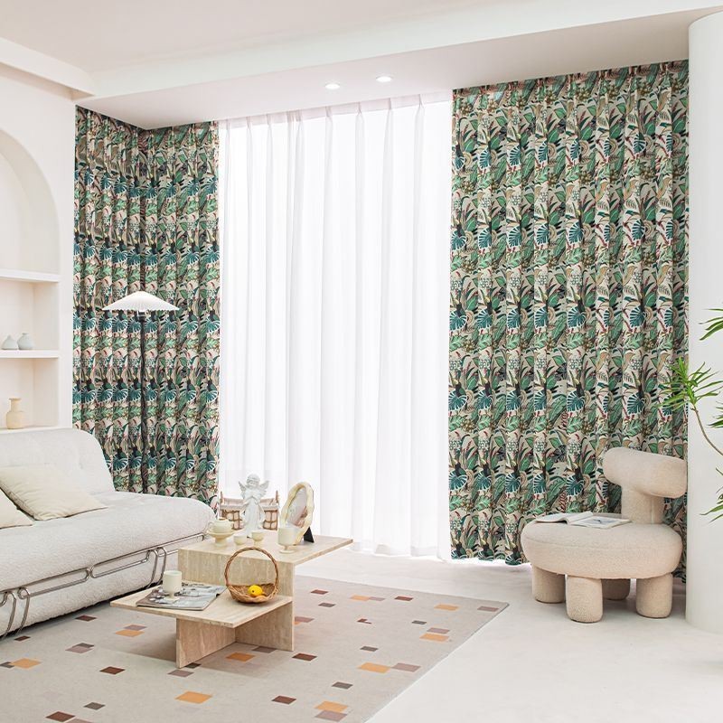 Amerikaanse Stijl Katoenen Gordijn Op Maat Gemaakt Gordijn Met Plantenprint