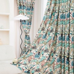 Amerikaanse Stijl Katoenen Gordijn Op Maat Gemaakt Gordijn Met Plantenprint