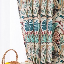 Amerikaanse Stijl Katoenen Gordijn Op Maat Gemaakt Gordijn Met Plantenprint