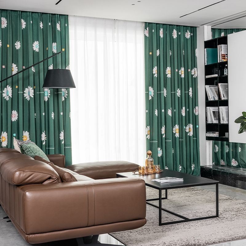 Katoenen Gordijn Op Maat Gemaakt Gordijn Met Bloemenprint In Scandinavische Stijl