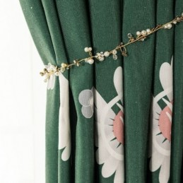 Katoenen Gordijn Op Maat Gemaakt Gordijn Met Bloemenprint In Scandinavische Stijl