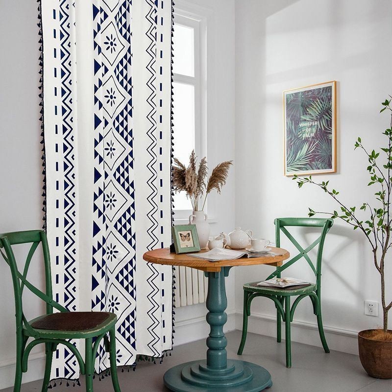 Nordic Stijl Linnen Gordijnen Geometrisch Bedrukt Voor Woonkamer Slaapkamer
