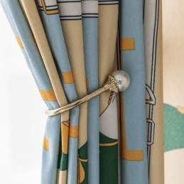 Katoenen Gordijnen Kinderstijl Wit Paard Bedrukt