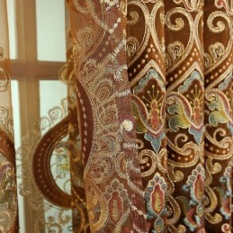 Halfverduisterend Gordijn Op Maat Gemaakt Gordijn Met Europees Bloemenborduurwerk Voor Woonkamer/Slaapkamer