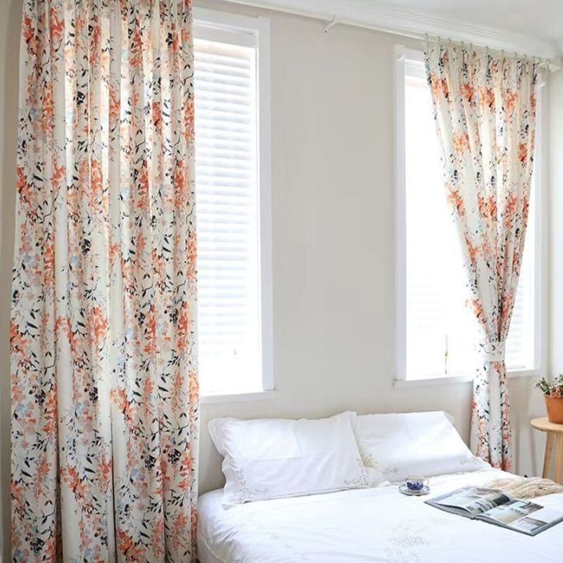 Gordijnen Met Botanische Print, Polyester, Verduisterende Gordijnen, Woonkamer, Slaapkamer