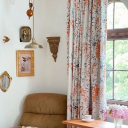 Gordijnen Met Botanische Print, Polyester, Verduisterende Gordijnen, Woonkamer, Slaapkamer