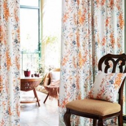 Gordijnen Met Botanische Print, Polyester, Verduisterende Gordijnen, Woonkamer, Slaapkamer