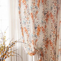 Gordijnen Met Botanische Print, Polyester, Verduisterende Gordijnen, Woonkamer, Slaapkamer
