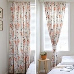 Gordijnen Met Botanische Print, Polyester, Verduisterende Gordijnen, Woonkamer, Slaapkamer