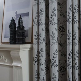 Linnen Verduisteringsgordijn Op Maat Gemaakt Gordijn Met Geborduurde Nordic-Plant Voor Woonkamer/Slaapkamer