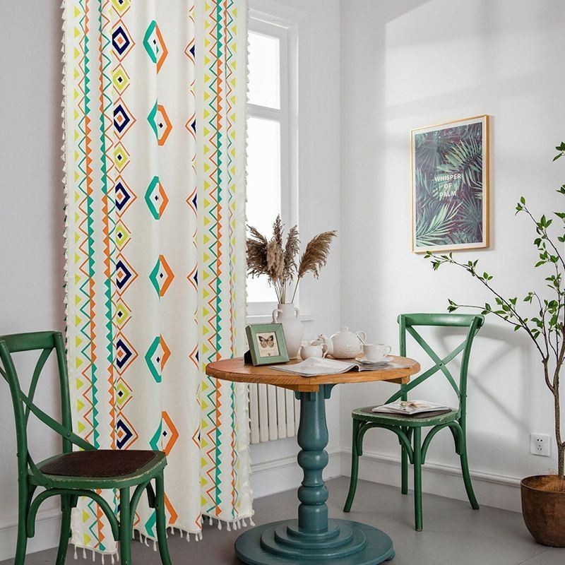 Linnen Gordijnen In Geometrische Print In Scandinavische Stijl Voor Woonkamer En Slaapkamer