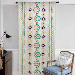 Linnen Gordijnen In Geometrische Print In Scandinavische Stijl Voor Woonkamer En Slaapkamer