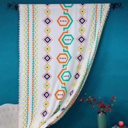 Linnen Gordijnen In Geometrische Print In Scandinavische Stijl Voor Woonkamer En Slaapkamer