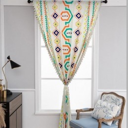 Linnen Gordijnen In Geometrische Print In Scandinavische Stijl Voor Woonkamer En Slaapkamer