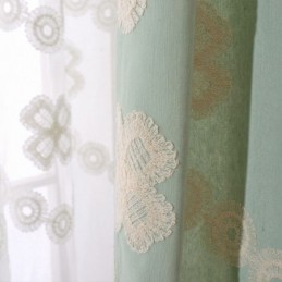 Nordic Stijl Katoenen Verduisteringsgordijn Op Maat Gemaakt Gordijn Met Bloemenborduursel