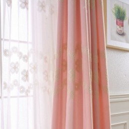 Nordic Stijl Katoenen Verduisteringsgordijn Op Maat Gemaakt Gordijn Met Bloemenborduursel