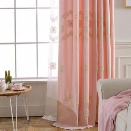 Nordic Stijl Katoenen Verduisteringsgordijn Op Maat Gemaakt Gordijn Met Bloemenborduursel