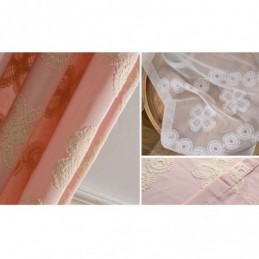 Nordic Stijl Katoenen Verduisteringsgordijn Op Maat Gemaakt Gordijn Met Bloemenborduursel