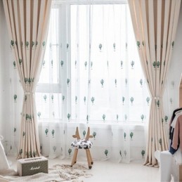 Gordijnen Kinderstijl Cactus Geborduurd