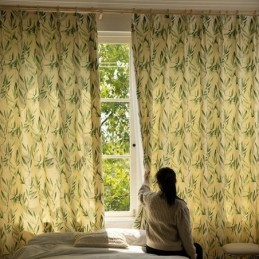 Amerikaanse Chevron Gordijnen Inkt Bamboe Blad Bedrukt