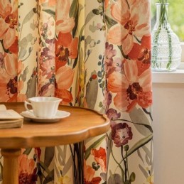 Chevron Gordijnen Amerikaanse Bloemenprint