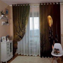 Gordijn Op Maat Gemaakt Gordijn Horror Castle Digitaal Printen Amerikaanse Gordijnen