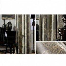 Verduisteringsgordijn Van Katoen En Linnen, Op Maat Gemaakt, Met Geborduurd Bladmotief In Nordic-Stijl Voor Woonkamer En Slaapkamer