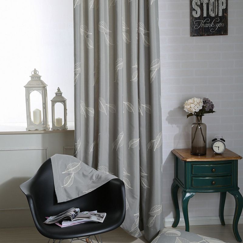 Verduisteringsgordijn Van Katoen Op Maat, Gordijn Met Geborduurd Blad In Nordic-Stijl Voor Woonkamer En Slaapkamer