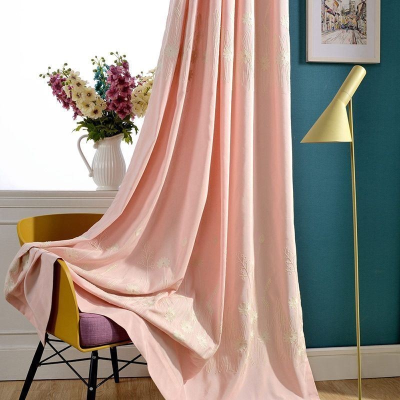 Verduisteringsgordijn Van Katoen, Op Maat Gemaakt, Gordijn Met Geborduurde Nordic-Plant Voor Woonkamer/Slaapkamer