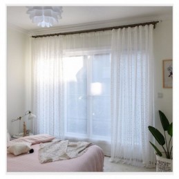 Franse Kantfloret Voile Doorschijnende Gordijn Op Maat Gemaakt Gordijnpaneel Balkon Woonkamer Een