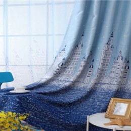 Kasteel Bedrukt Blauw Gordijn Op Maat Gemaakt Gordijn Nordic Populaire Slaapkamer Kinderkamer Stof