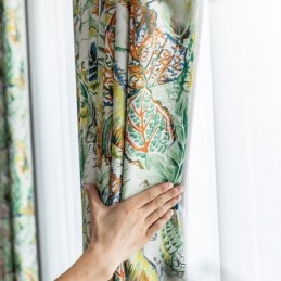 Gordijn Op Maat Gemaakt Gordijn Olieverf Geschilderd Bladeren Amerikaanse Bedrukte Verduisteringsgordijnen