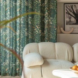 Amerikaanse Polykatoenen Gordijnen Op Maat Gemaakt Met Plantenprint Semi-Verduisterende Gordijnen