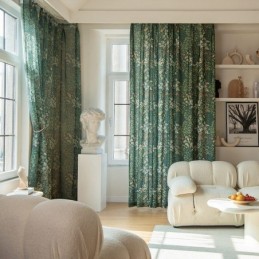 Amerikaanse Polykatoenen Gordijnen Op Maat Gemaakt Met Plantenprint Semi-Verduisterende Gordijnen