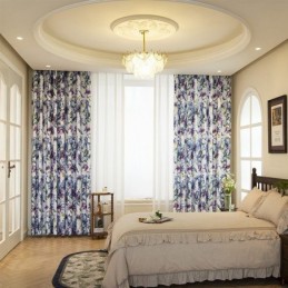 Gordijn Op Maat Gemaakt Gordijn Met Bloemenprint Amerikaanse Semi-Verduisterende Gordijnen