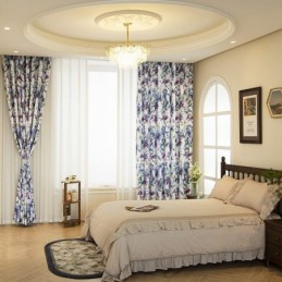 Gordijn Op Maat Gemaakt Gordijn Met Bloemenprint Amerikaanse Semi-Verduisterende Gordijnen