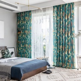 Polykatoenen Gordijn Op Maat Gemaakt Gordijn Met Veerprint Amerikaanse Semi-Verduisterende Gordijnen