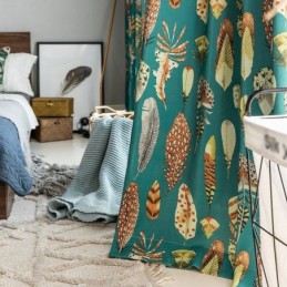 Polykatoenen Gordijn Op Maat Gemaakt Gordijn Met Veerprint Amerikaanse Semi-Verduisterende Gordijnen