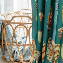 Polykatoenen Gordijn Op Maat Gemaakt Gordijn Met Veerprint Amerikaanse Semi-Verduisterende Gordijnen